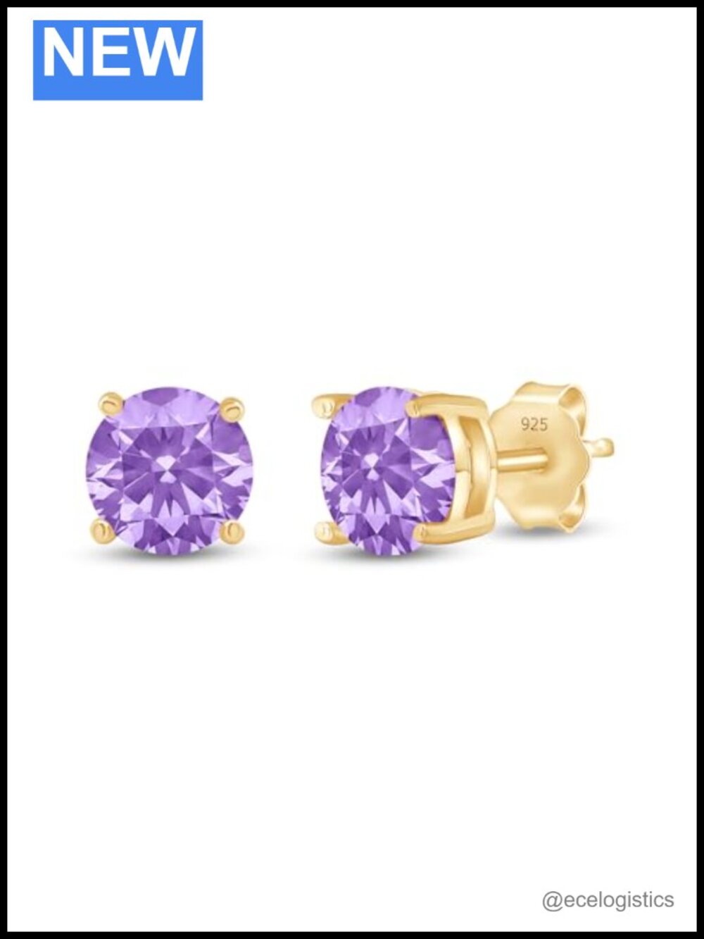 Moissanite Diamond Stud Earrings Sterling Silver Gold Plated